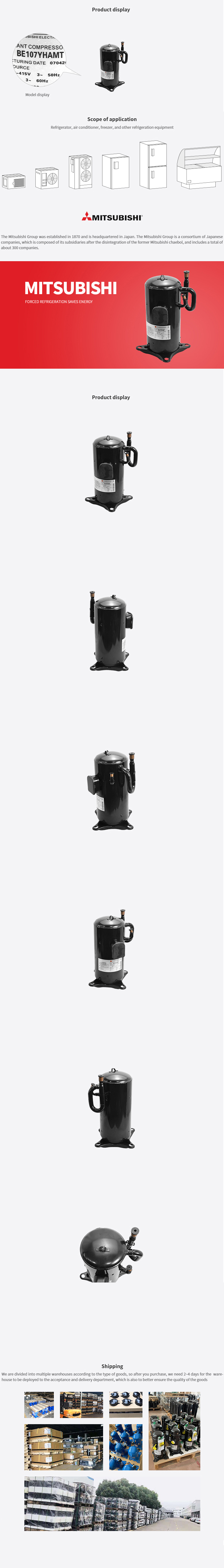 Mitsubishi Compressor BE107YHAMT, technical parameters pdf, structure diagram